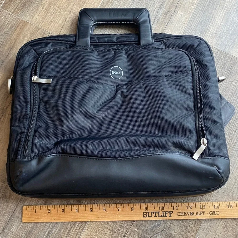 Dell Black Nylon Laptop Briefcase Business Messenger Bag 14.5X12 in Professional